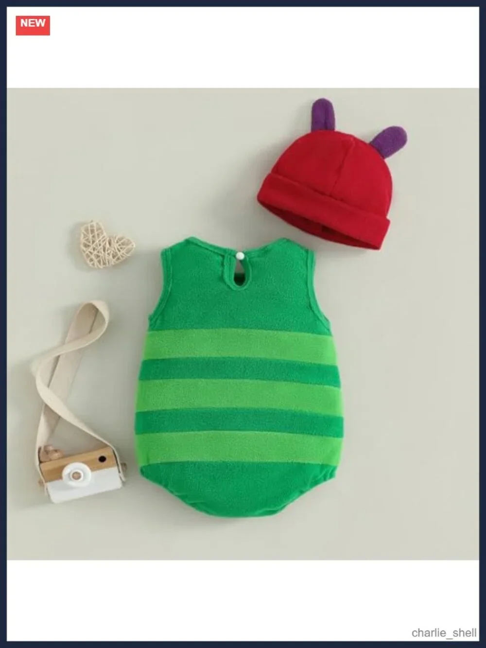 Infant Halloween Caterpillar Costume Sleeveless Striped Fleece Bodysuit & Hat